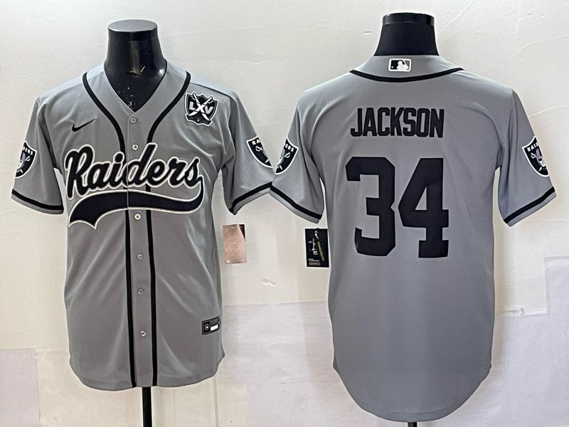 Men 2025 Oakland Raiders #34 Jackson Grey 3th generation Joint Name Nike Limited NFL Jersey style 078